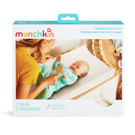 Munchkin Diaper Changing Pad Covers, 2 Pack, White – Fits Standard Contoured Changing Pads