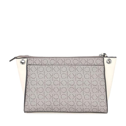 Calvin Klein Women's Reyna Crossbody, Almond/Taupe/White Logo, One Size