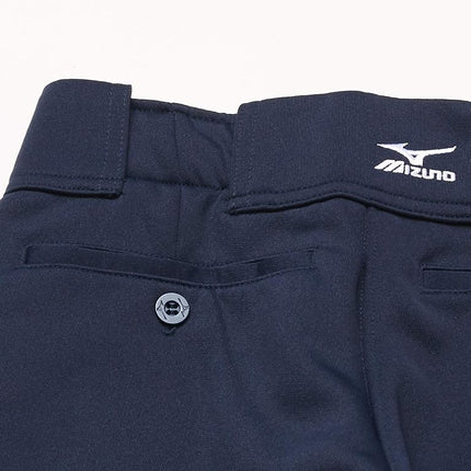 Pantalones de sóftbol de tiro rápido de largo completo para mujer adulta Mizuno con bajo abierto dobladillo, azul marino, extrachico