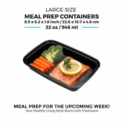 Freshware Meal Prep Containers [45 Pack] 1 Compartment Food Storage Containers with Lids, Bento Box, Stackable, Microwave/Dishwasher Safe (32 oz)