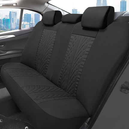 VarCozy Car Seat Covers Full Set, Front Seat Covers and Split Rear Bench Seat Covers for Car, Universal Cloth Seat Covers for SUV, Sedan, Van, Automotive Interior Covers, Airbag Compatible, Black