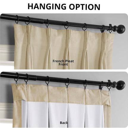 HPD Half Price Drapes Velvet Blackout Curtains/Drapes - 84 Inches Long 1 Panel Blackout Curtain Signature Pleated for Living Room & Bedroom - 25W X 84L, Neutral Ground