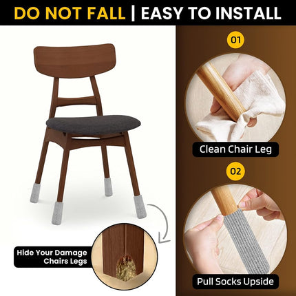 48 Pcs Grey Premium Chair Leg Socks Protectors for Hardwood Floors - Do not Easily Fall Off - Very Easy to Put on - Fits All Leg Shapes - High Elastic Bar Stool Leg Covers - Furniture Pads