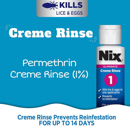 Nix Lice Killing Creme Rinse | Includes Nit Removal Comb | 2 FL OZ