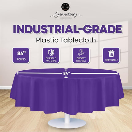 Purple 12 Pack Premium Disposable Plastic Tablecloth 84" Inch Round Table Cover By Grandipity
