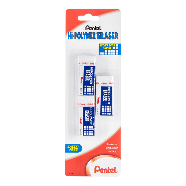 Pentel Hi-Polymer Block Eraser, Small, 3 Pack (ZEH
