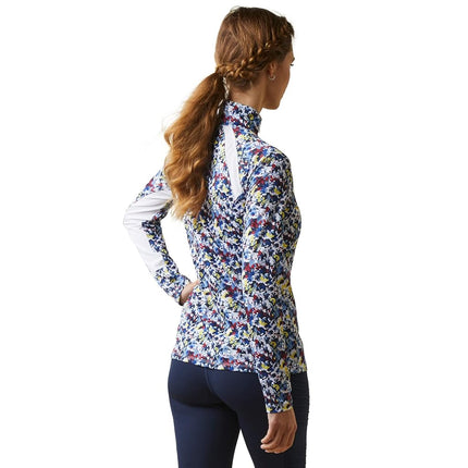 Ariat Sunstopper 2.0 1/4 Zip Base Layer, Blue Camo Floral, XS