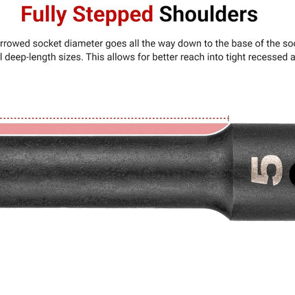 TEKTON 1/2 Inch Drive Deep 12-Point Socket Set with Rails and Tray, 16-Piece (3/8-1-5/16 in.) | SHD92119