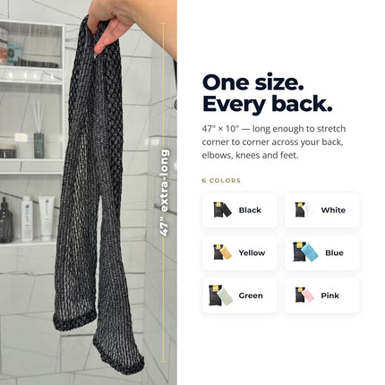 Exfoliating Washcloth Face & Body Scrub Towel - Japanese Exfoliating Towel with Hexagon Fibers, Exfoliating Body Scrubber with 2 Sides for Scrubbing & Washing - 1 Extra Long Towel