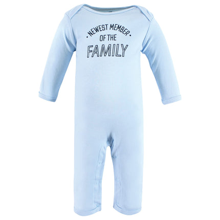 Hudson Baby baby-girls Cotton Coveralls, Newest Family Member, 12-18 Months
