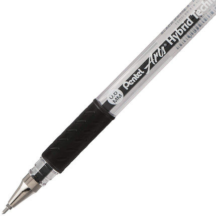 Pentel Arts Hybrid Technica 0.6 mm Pen, Fine Point, Black Ink, Box of 12 (KN106-A)