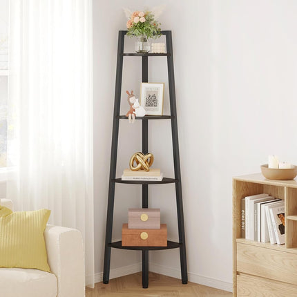 Hoctieon Corner Shelf, 4-Tier Corner Bookshelf, Ru