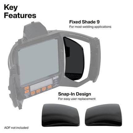 Klein Tools KWSIDEWIN Welding Helmet Side Window Replacement, Fixed Shade 9 Side Window, Welding Helmet Accessories