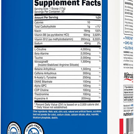 Nutricost Pre-Workout Complex Powder Fruit Punch (30 Serv)