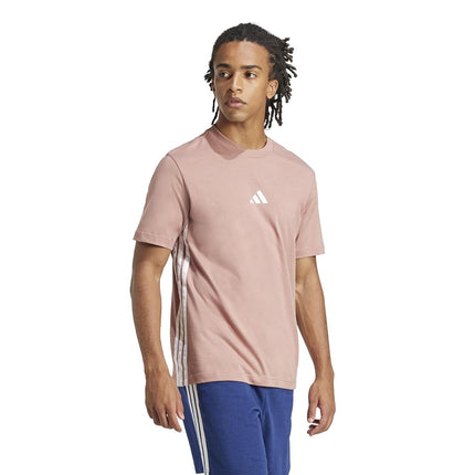 Adidas Mens Essentials Single Jersey 3-Stripes T-Shirt, Warm Clay/White, XX-S