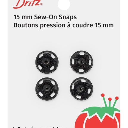 Dritz Sew-On Snaps, Black, Size 4