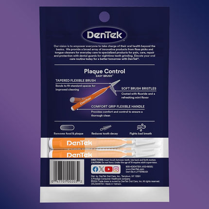 DenTek Easy Brush Advanced Clean Interdental Cleaners, Standard, 16 Count, 6 Pack