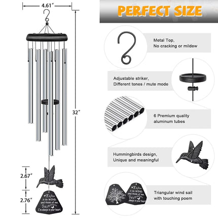 Synhonty Sympathy Wind Chimes for Outside Deep Tone, Memorial for Loss of Loved One Prime, Bereavement Condolence Remembrance Funeral Gifts for Grieving Friends Loss of Mother Father