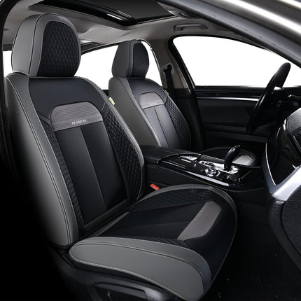 FLORICH Grey & Black Leather Front Seat Covers