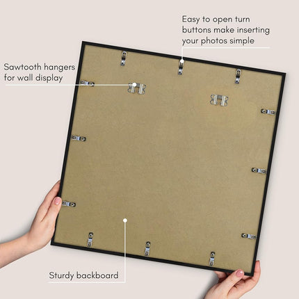 Americanflat 24x24 Picture Frame with Polished Plexiglass - Streamline Collection - Thin Square Picture Frame for Wall Display - Hanging Hardware Included - Black