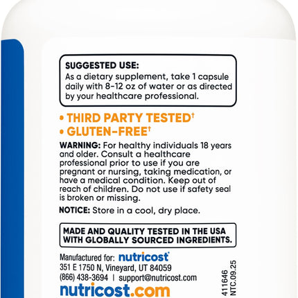 Nutricost R-Alpha Lipoic Acid 100mg, 120 Capsules - Veggie Capsules, Non-GMO, Gluten Free