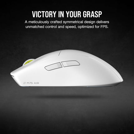 Corsair M75 AIR Wireless Ultra-Light FPS Gaming Mouse � 26,000 DPI � Ultra-Fast Input � Symmetric Shape � iCUE Compatible � PC, Mac � White