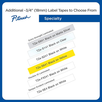 Brother P-Touch Genuine TZe-S141, ~3/4" (0.7") Black on Clear Extra Strength Adhesive Laminated Tape –26.2 ft(8m) (TZES141)