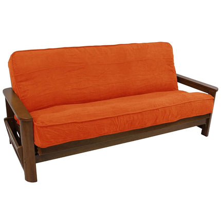 Blazing Needles Solid Microsuede Double Corded 8" to 9" Futon Cover, Full, Tangerine Dream