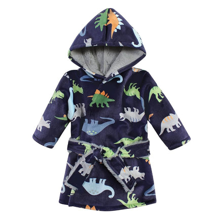 Peignoirs de piscine et de plage Hudson Baby en vison unisexe pour bébé avec doublure en fausse fourrure, Dinosaures, 12-18 mois