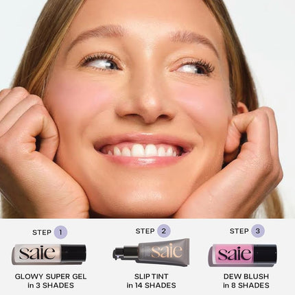 Saie Glowy Super Gel Lightweight Illuminator - Luminizer and Makeup Primer for Glowing Skin - Enriched with Vitamin C + Hydrating Squalane Oil - Starglow (1 oz)