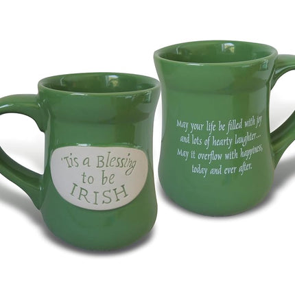 Abbey Gift Tis a Blessing to Be Irish Pottery Mug Green 16 oz