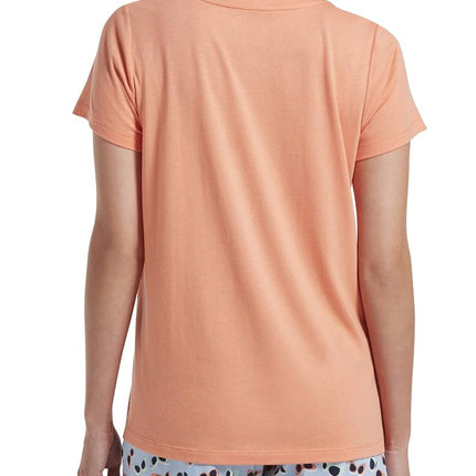 HUE womensShort Sleeve V-Neck Sleep Tee Short_Sleeve Pajama Tops - Orange - Large
