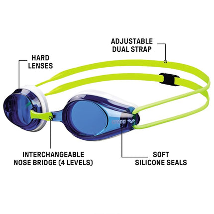 ARENA SWIM GOGGLES TRACKS JUNIOR - BLUE/WHITE/YELLOW
