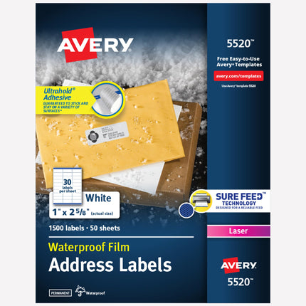 Avery Waterproof Printable Address Labels with Sur