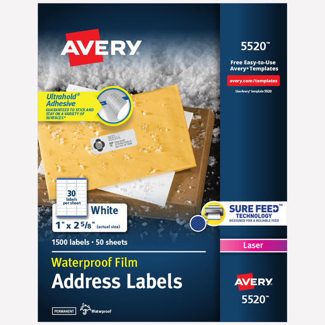 Avery Waterproof Printable Address Labels with Sur