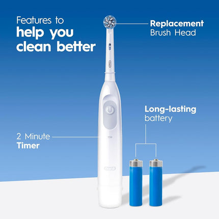 Oral B Pro 100 Gum Care, Battery Powered Toothbrush, White (NEW Model)