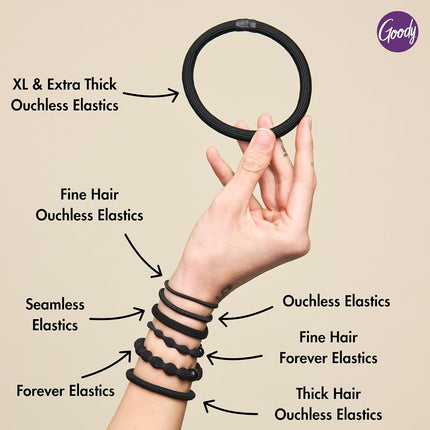 Goody Ouchless Bandas Elásticas para el Cabello Marrón Sin Metal 15 Elásticos por Goody