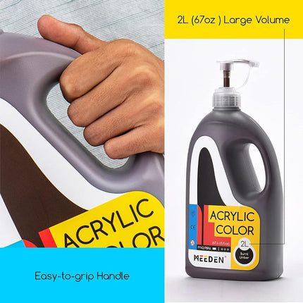 MEEDEN Burnt Umber Acrylic Paint with Pump Lid, 1/2 Gallon (2L /67.6 oz.) Heavy-Body Non-Toxic Rich Pigment Color, Perfect for Art Class, Wall Painting, Painting Party & Creative DIY