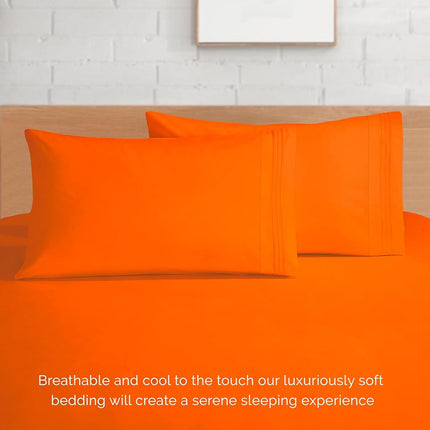 Elegant Comfort 4-Piece Bed Sheet Set - Luxury Bedding 1500 Premium Hotel Quality Microfiber, All Around Elastic 18-24 Inches Deep Fitted Sheet- Extra Deep Pocket Sheets, King, Persimmon