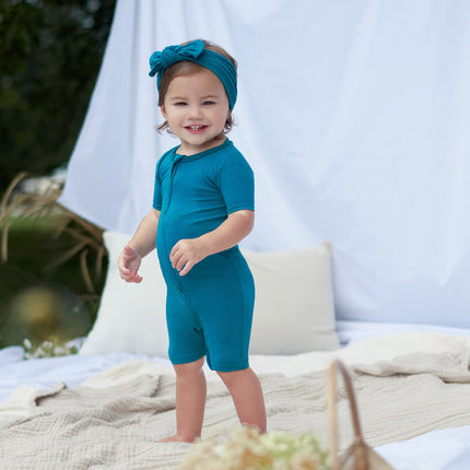 Gerber Pelele de manga corta unisex para bebé extrasuave de viscosa fabricada a partir de eucalipto, verde azulado océano, 6-9 meses