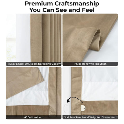 HPD Half Price Drapes Heritage Plush Velvet Curtains 108 Inches Long Room Darkening Curtains for Bedroom & Living Room 50W x 108L, (1 Panel), Museum Taupe