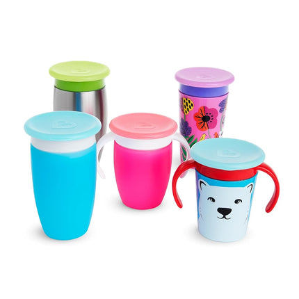 Munchkin Miracle 360 Cup Lids, 4 Count (Pack of 1), Colors May Vary **Waterproof Label's Included to Personalise Your Little One's Lids