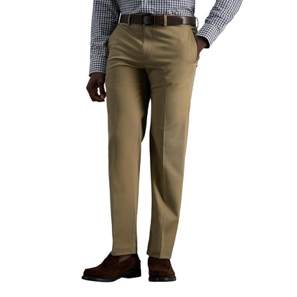 Haggar Mens Premium No Iron Khaki Flat Front Pant, Br Khaki