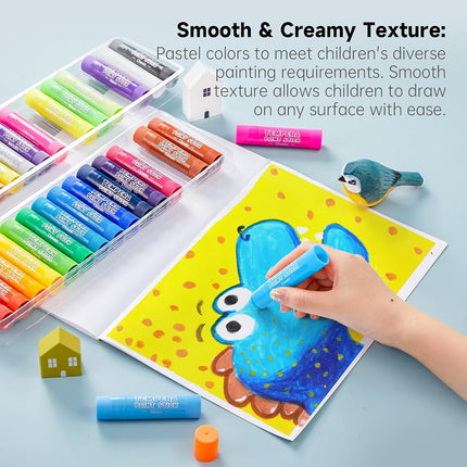 Tempera Paint Sticks, 30 Colours Solid Tempera Paint for Kids, Super Quick Drying, Works Great on Paper Wood Glass Ceramic Canvas