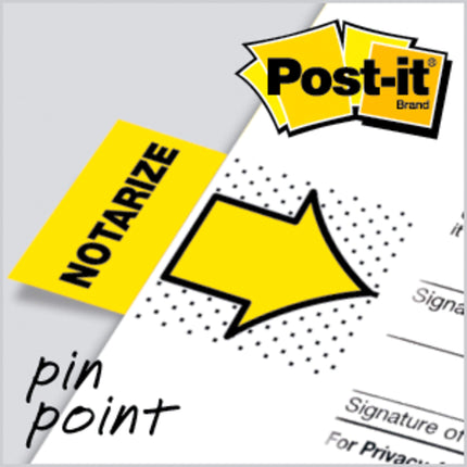 Banderitas Post-it Notarize, 50/dispensador, 2 dispensadores/paquete, 2.54 cm de ancho, amarillo (680-NZ2)