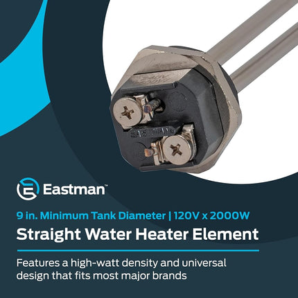 Eastman 60124N High Watt Density 120 Volt Water Heater Element, 9 inch Minimum, Steel