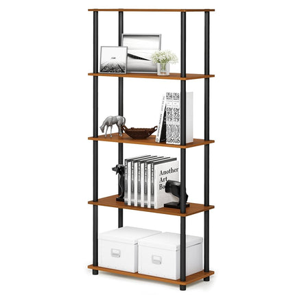 Furinno TURN-N-TUBE 5-Tier Tool-Free Corner Shelf, Light Cherry
