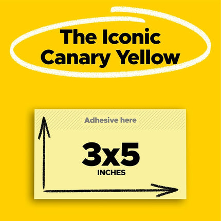 Post-it 100% Recycled Paper Super Sticky Notes, 2X The Sticking Power, 3x5 in, 12 Pads/Pack, 70 Sheets/Pad, Canary Yellow(655R-12SSCY)