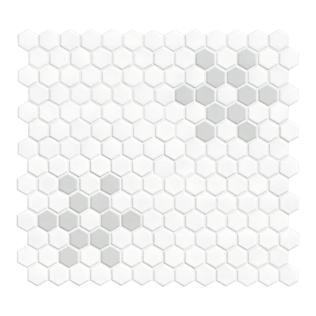 MSI White and Gray 12 in. x 12 in. Mod Petal Pattern Porcelain Tile for Kitchen, Bathroom, Floor and Wall Use; Matte Finish, Mesh Mounted Mosaic; 14 Tiles, 14.55 sq ft Coverage