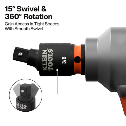 Klein Tools 65148HD KNECT Deep-Well and Shallow Impact Socket Set, 3/8-Inch Drive, SAE and Metric, 44-Piece Tool Set, Impact Driver, Swivel Adapter, Wrench Extensions, Removable Socket Organizer